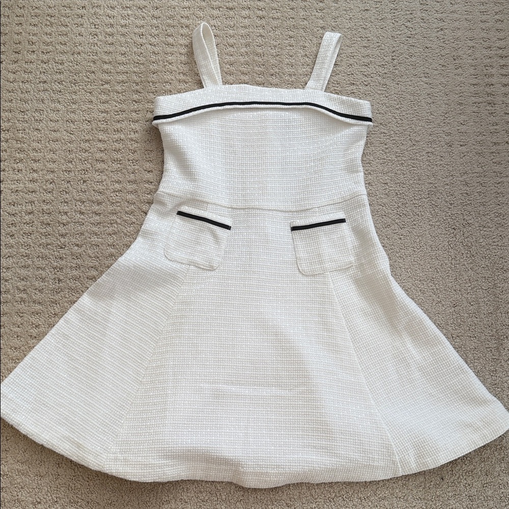 Janie and Jack White Sleeveless Dress with Black Trim Size 10 NWT
